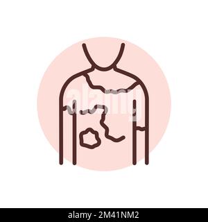 Icona linea nera Vitiligo. Dermatologia malattia. Problema alla pelle Illustrazione Vettoriale