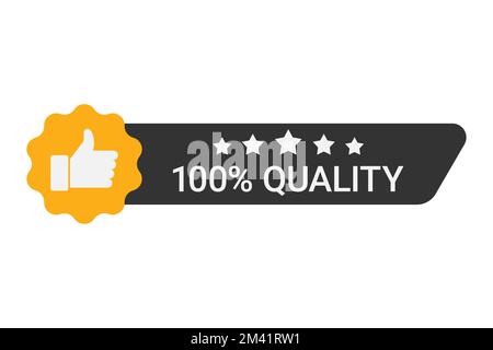 100 marchio di qualità con cinque stelle e pollici in su Illustrazione Vettoriale