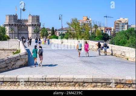 Torres de Serranos a Valencia, Spagna Foto Stock