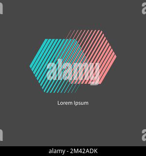 Integrazione, segno di interazione, concetto di business. Interact, icona aziendale minima. Esagoni astratti Illustrazione Vettoriale