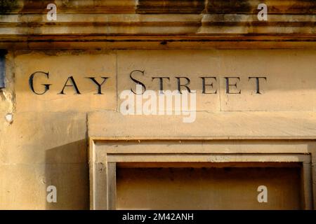Le indicazioni per Gay Street a Bath somerset UK Foto Stock