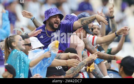 Doha, Katar. 18th Dec, 2022. Primo : 12/18/2022, Calcio, COPPA DEL MONDO FIFA 2022 QATAR, Coppa del mondo 2022 Qatar, Coppa del mondo 2022 Qatar, finale, finale, finale Argentina, Argentina, ARG - Francia . Francia, Fans fra, Fans, Argentina Credit: dpa/Alamy Live News Foto Stock