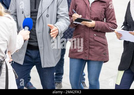 Media mischia o conferenza stampa Foto Stock