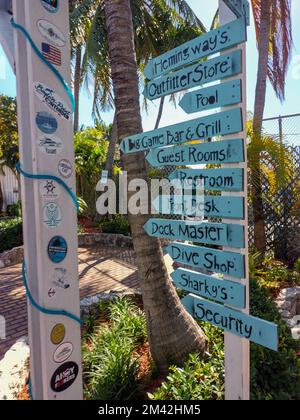 Un cartello nel Big Game Club a North Bimini, Bahamas Foto Stock