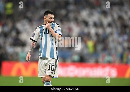 Doha, Qatar il 18 dicembre 2022. Lionel messi di Argentina durante la Coppa del mondo FIFA Qatar 2022 finale partita tra Argentina e Francia al Lusail Stadium il 18 dicembre 2022 a Lusail City, Qatar. Foto di David Niviere/ABACAPRESS.COM Foto Stock