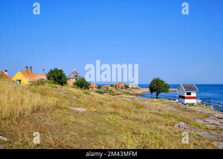 Fuori e intorno sulle isole di Ertholmen, strutture storiche su Frederiksö, Ertholmene, Danimarca, Scandinavia, Europa. Foto Stock