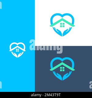 Home Care Logo Template Design Vector, Flat Vector Logo Design Template Element. EPS 10 Illustrazione Vettoriale