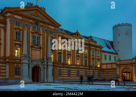 Melk: Abbazia di Melk, calendario dell'Avvento in finestre a Wachau, Niederösterreich, bassa Austria, Austria Foto Stock