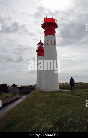 I due fari su Ile d'Aix, Charente-Maritime, Francia, Europa. Foto Stock