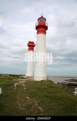 I due fari su Ile d'Aix, Charente-Maritime, Francia, Europa. Foto Stock