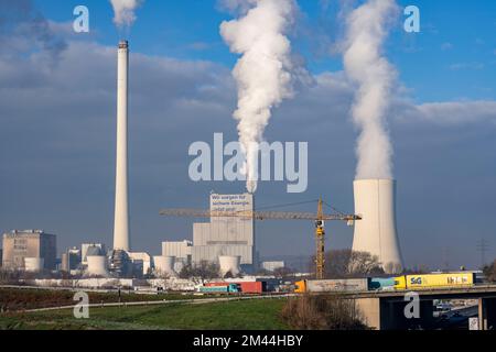 La centrale elettrica e termica STEAG di Herne-Baukau, centrale a carbone duro, presso lo svincolo autostradale Herne A42, A43, per la costruzione dell'autostrada Foto Stock