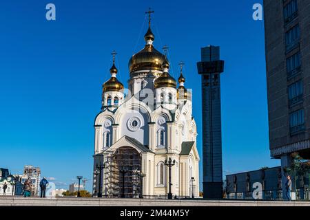 Cattedrale di Spaso-Preobrazhensky, Khabarovsk, Khabarovsk Krai, Russia Foto Stock