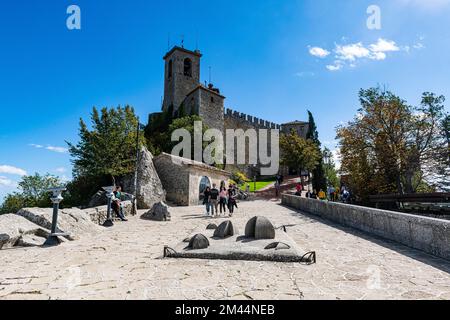 Torre Guaita, centro storico, sito patrimonio dell'umanità dell'UNESCO San Marino, Italia Foto Stock