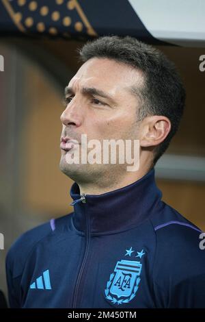 18 dicembre 2022, Lusail iconic Stadium, Doha, QAT, Coppa del mondo FIFA 2022, finale, Argentina vs Francia, nella foto l'allenatore argentino Lionel Scaloni Foto Stock