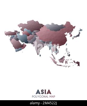 Mappa Asia. attuale mappa del continente di stile polico basso. Illustrazione vettoriale divina. Illustrazione Vettoriale