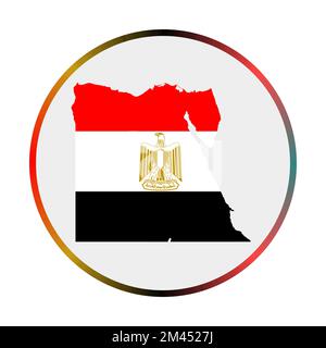 Egitto icona. Forma del paese con bandiera egiziana. Segno rotondo con anello sfumato di colori a bandiera. Illustrazione vettoriale artistica. Illustrazione Vettoriale