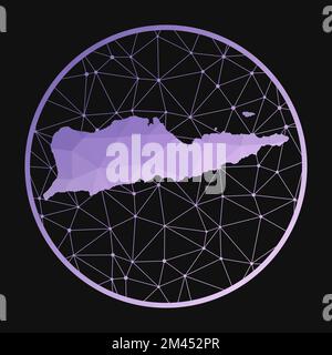Icona di Saint Croix. Mappa poligonale vettoriale dell'isola. Icona di Saint Croix in stile geometrico. La mappa dell'isola con basso polygradient viola su fondo scuro Illustrazione Vettoriale
