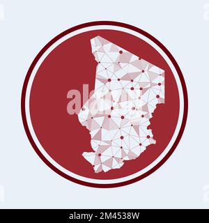 Icona Ciad. Logo tecnologico alla moda del paese. Design rotondo con mesh geometrica. Tecnologia, Internet, rete, concetto di telecomunicazione. Illustrazione Vettoriale