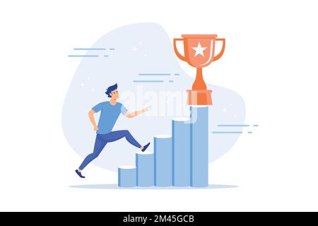 Obiettivi, motivazione e collaborazione, raggiungimento e coaching, cooperazione aziendale, riunioni aziendali, metafora astratta di pianificazione intelligente, vecto piatto Illustrazione Vettoriale