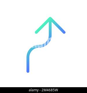 Icona ui lineare gradiente perfetto pixel di virata a destra inversa Illustrazione Vettoriale