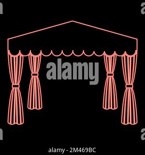 Tettoia al neon tenda a scomparsa padiglione commerciale tenda per il riposo Marquee Chuppah rosso colore vettore immagine immagine piatto stile luce Illustrazione Vettoriale