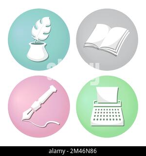 Set di icone didattiche. Illustrazione vettoriale. Illustrazione Vettoriale