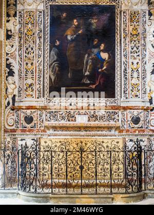 "San Francesco Borgia" (sacerdote gesuita spagnolo, 1510-1572) olio su tela di Geronimo Gerardi (Chiesa del Collegio dei Gesuiti), inizio '17th - Trapani, Sicilia, italia Foto Stock