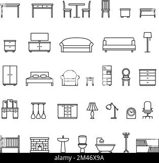 Set di icone mobili per la casa, illustrazione vettoriale Illustrazione Vettoriale