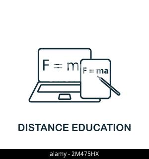 Icona Istruzione a distanza. Monocromatico semplice Nuova icona di normalità per modelli, web design e infografiche Illustrazione Vettoriale