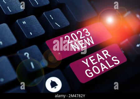 Didascalia concettuale 2023 obiettivi del nuovo anno. Parola per le risoluzioni per 365 giorni in arrivo motivazione a cambiare Foto Stock