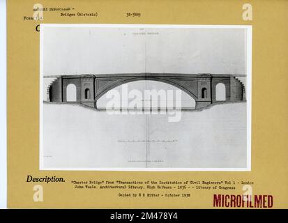 Chester Bridge. Didascalia originale: John Weale. Libreria architettonica. High Holborn - 1836 -- Biblioteca del Congresso copiata da H Ritter - Ottobre 1938. Foto Stock