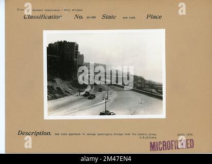 New York avvicinati al ponte George Washington sul fiume Hudson. Didascalia originale: J. K. Hillers. Stato: New York. Foto Stock