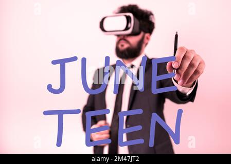 Testo scritto a mano June Teen. Business vetrina vacanza legale negli Stati Uniti della fine della schiavitù negli Stati Uniti Foto Stock