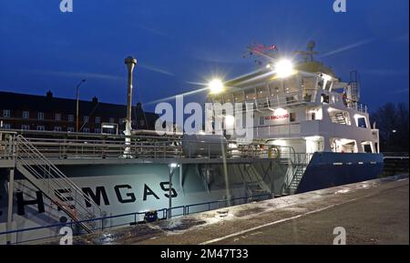 Nave GPL Gale IMO-9876335, MMSI-244515000, registrata a Rotterdam, che porta gas nel Regno Unito da Mongstad, Norvegia, qui a Latchford, Regno Unito, WA4 Foto Stock