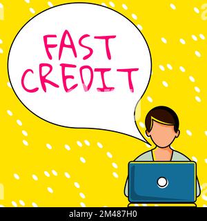 Scrittura con testo credito rapido. Parola per fare domanda per un prestito personale veloce che li lascia saltare le hassles Foto Stock