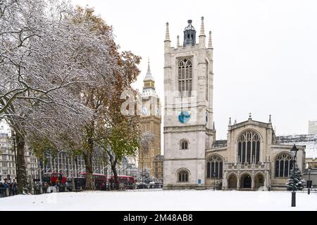 Abbazia di Westminster in inverno la Collegiata di San Pietro a Westminster Londra, Europa Foto Stock