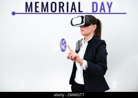 Scrittura di testo con visualizzazione Memorial Day. Concetto di business per onorare e ricordare coloro che sono morti nel servizio militare Foto Stock