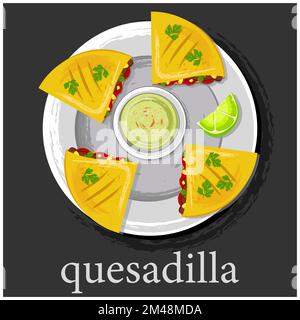 Quesadilla. Icona della quesadilla vettoriale. Cucina latinoamericana. Illustrazione Vettoriale