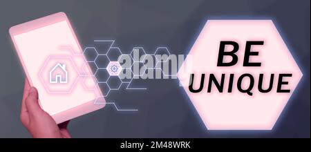 La visualizzazione concettuale è unica. Parola per essere l'unico del relativo genere differente niente altro incomparabile Foto Stock