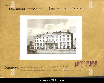 Vista della Tremont House. Didascalia originale: Vista della Tremont House - Boston da p. 342 Vol. 2 'la storia e la topografia degli Stati Uniti del Nord America' di John Howard Hinton Boston 1846. Stato: Massachusetts luogo: Boston. Foto Stock