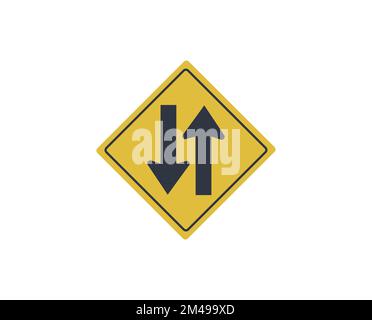 Icona segnaletica stradale a due vie. Design piatto. Illustrazione Vettoriale