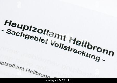 Heilbronn Ufficio doganale principale, Divisione applicazione, Avviso di applicazione, Avviso, Avviso di applicazione Foto Stock