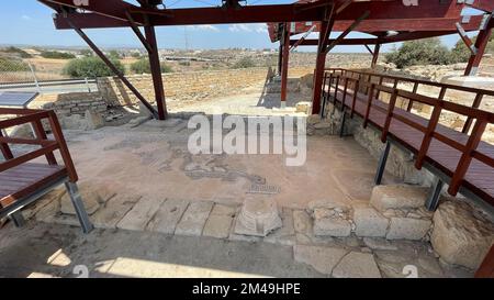 Kourion, Episkopi, Cipro: Rovine e mosaici delle Terme e la Casa di Eustolios a Kourion Foto Stock