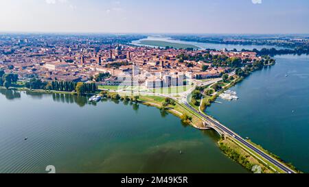 Antenna del sito patrimonio mondiale dell'UNESCO la città di Mantova, Italia Foto Stock