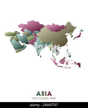 Mappa Asia. attuale mappa del continente di stile polico basso. Illustrazione del vettore energetico. Illustrazione Vettoriale