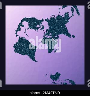 Mappa della rete del mondo. Proiezione sferica trasversale di Mercatore. Mappa della rete mondiale. Illustrazione Vettoriale