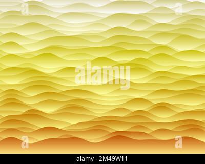Sfondo curve astratte. Curve uniformi con sfumature di colore giallo. Illustrazione vettoriale trendy. Illustrazione Vettoriale