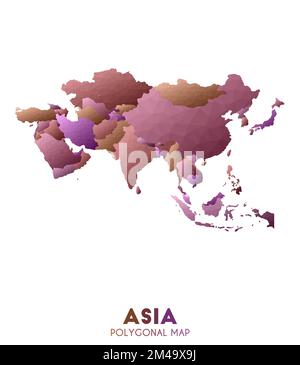 Mappa Asia. attuale mappa del continente di stile polico basso. Illustrazione vettoriale fantasia. Illustrazione Vettoriale