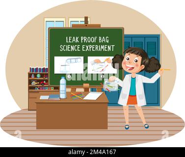 Illustrazione dell'esperimento scientifico del sacchetto a prova di perdite Illustrazione Vettoriale