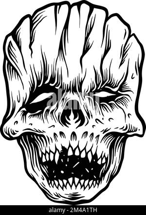 Zombie maschera viso Halloween delineare illustrazioni vettoriali per il vostro logo di lavoro, merchandise t-shirt, adesivi e disegni di etichette, poster, biglietti d'auguri Illustrazione Vettoriale